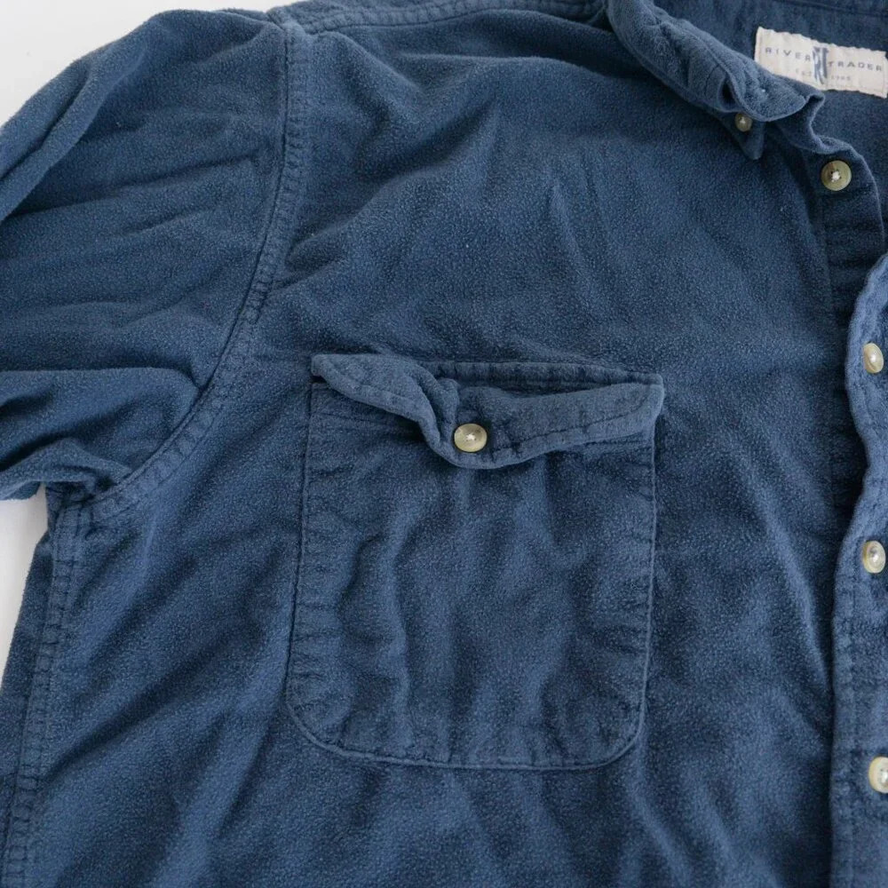 VTG River Trader Fleece Outdoor Button Down Heavyweight 100 Percent Cotton Shirt - Picture 9 of 11